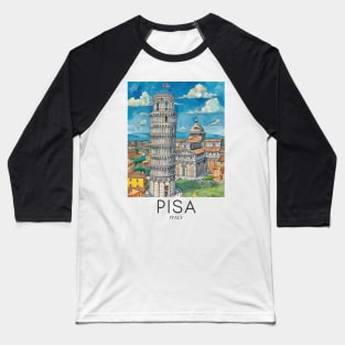 A Pop Art Travel Print of Pisa - Italy Baseball T-Shirt